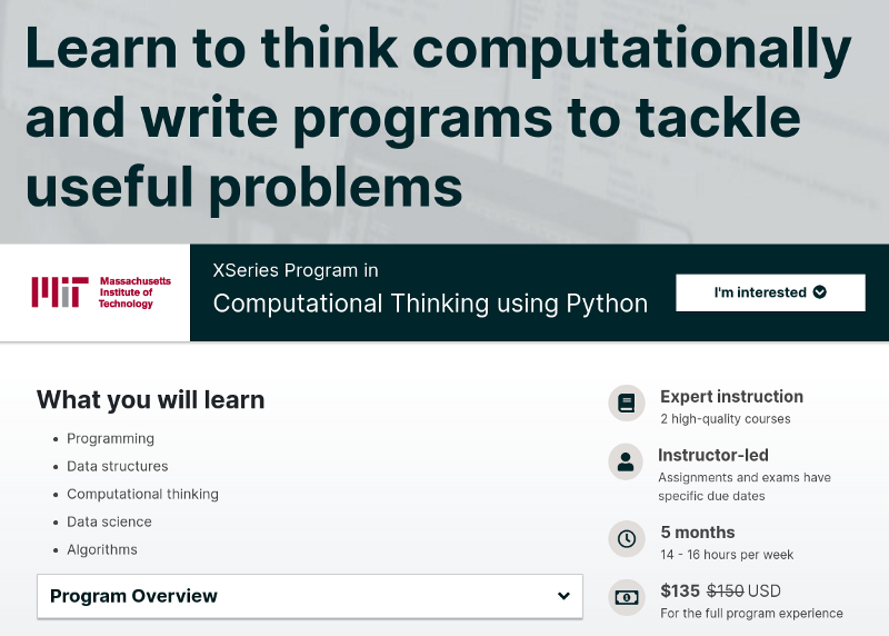 Computational Thinking using Python course